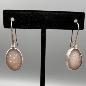 Nina Nguyen White Druzy Quartz Drop Earrings Sterling Silver Hook Posts